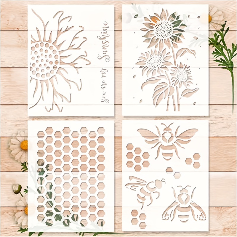 4pcs Bee Stencils For Painting On Wood, Honeycomb Hexagon Drawing Template Honey Comb Bee Stencil For Wood Cookies Wall Canvas Furniture Diy Crafts Decorative Wood Burning
4pcs Bee Stencils For Painting On Wood, Honeycomb Hexagon Drawing Template Honey Comb Bee Stencil For Wood Cookies Wall Canvas Furniture Diy Crafts Decorative Wood Burning