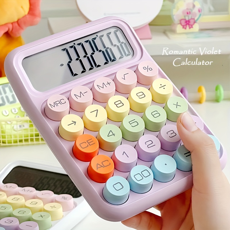 

1pc, Candy Color Calculator, Aesthetic Calculator Desktop 12 Digit With Large Lcd Display, Calculator Big Buttons, Calculator Office Or School, Flexible Keyboard Calculator<shipment Without Battery>
