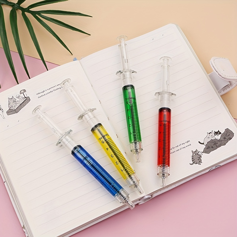 

4pcs Syringe Pen: Perfect Nurse Gift For Office, Learning & Party!