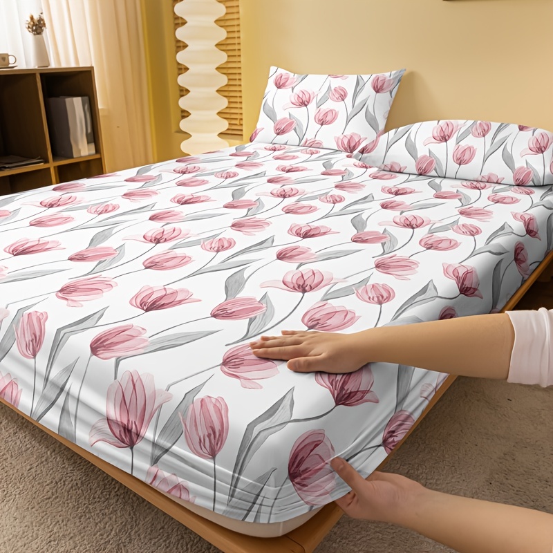 1pc Brushed Fitted Sheet, Soft Comfortable Plant Flower Print Bedding Fitted Sheet, For Bedroom, Guest Room, With Deep Pocket, Fitted Bed Sheet Only, Without Pillowcase
1pc Brushed Fitted Sheet, Soft Comfortable Plant Flower Print Bedding Fitted Sheet, For Bedroom, Guest Room, With Deep Pocket, Fitted Bed Sheet Only, Without Pillowcase