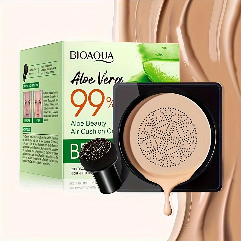 

Aloe Vera Cushion Bb Cream, No Cakey Foundation Cream, Moisturizing Matte Finish Concealer With Mushroom Sponge Head