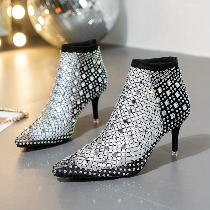 Women's Rhinestone Decor Stiletto Heeled Sandals, Fashion Point Toe Dress Pumps, Stylish Hollow Out Design Sandals
Women's Rhinestone Decor Stiletto Heeled Sandals, Fashion Point Toe Dress Pumps, Stylish Hollow Out Design Sandals