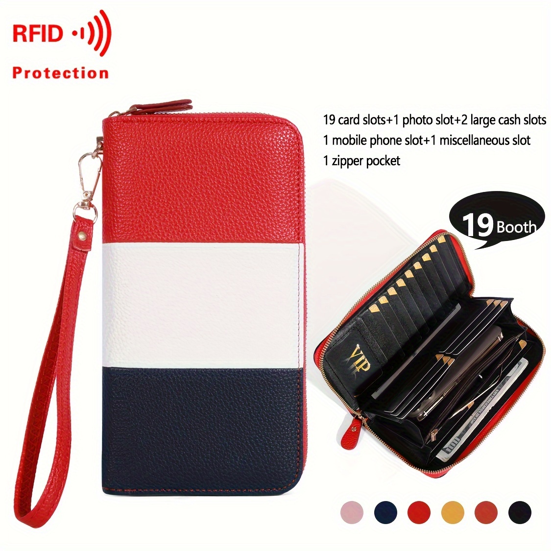 Classic Rfid Blocking Wallet For Women, High Capacity Zipper Clutch With Wrist Strap, Nylon Lined Continental Style Travel Bag With Slip Pocket
Classic Rfid Blocking Wallet For Women, High Capacity Zipper Clutch With Wrist Strap, Nylon Lined Continental Style Travel Bag With Slip Pocket