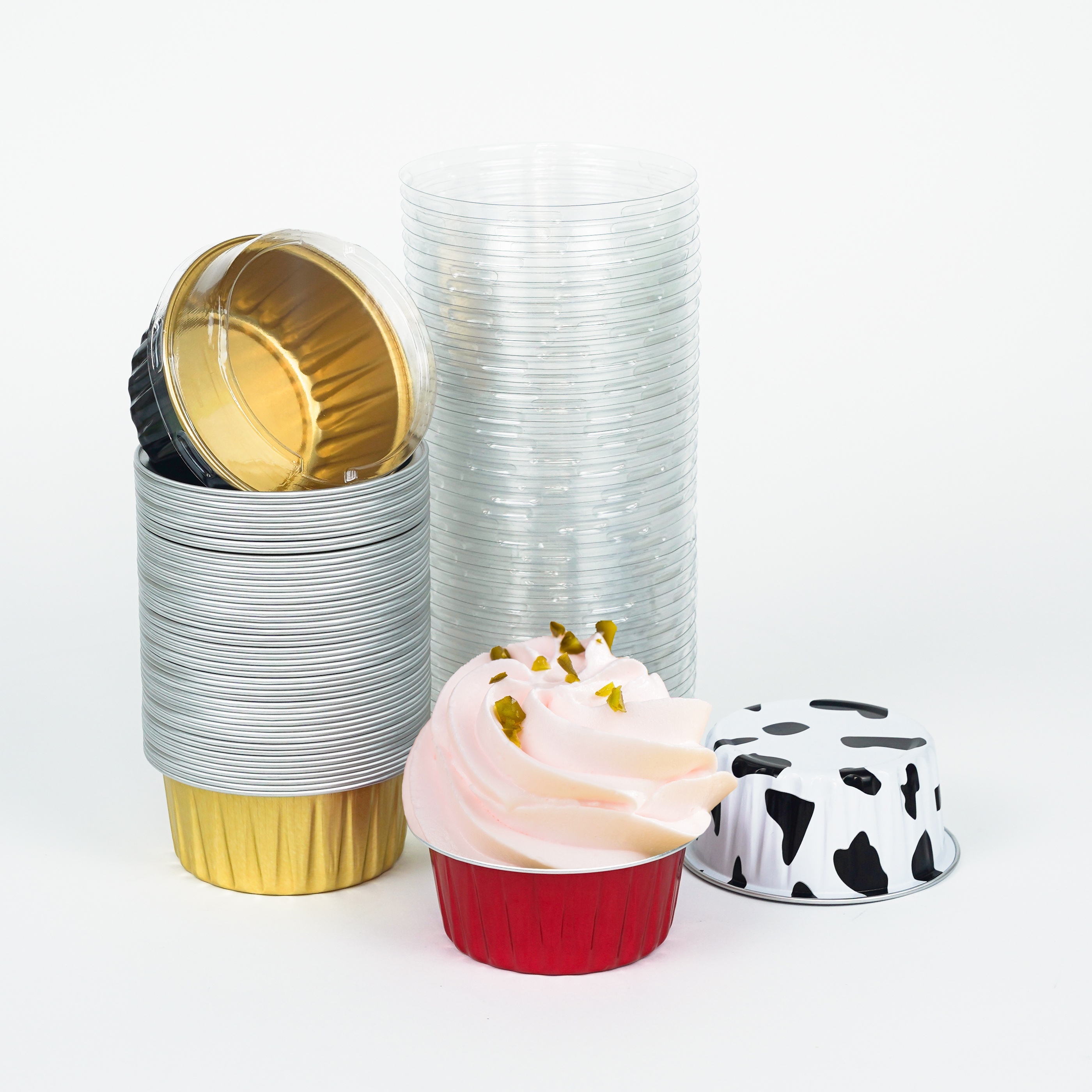50pcs Disposable Ramekins (5oz/150ml) Mini Aluminum Foil Baking Cups With Lids Creme Brulee Cupcake Liners, Desert Cheesecake Pans Flan Molds Tin Cups Containers For Party Favor Birthday
50pcs Disposable Ramekins (5oz/150ml) Mini Aluminum Foil Baking Cups With Lids Creme Brulee Cupcake Liners, Desert Cheesecake Pans Flan Molds Tin Cups Containers For Party Favor Birthday