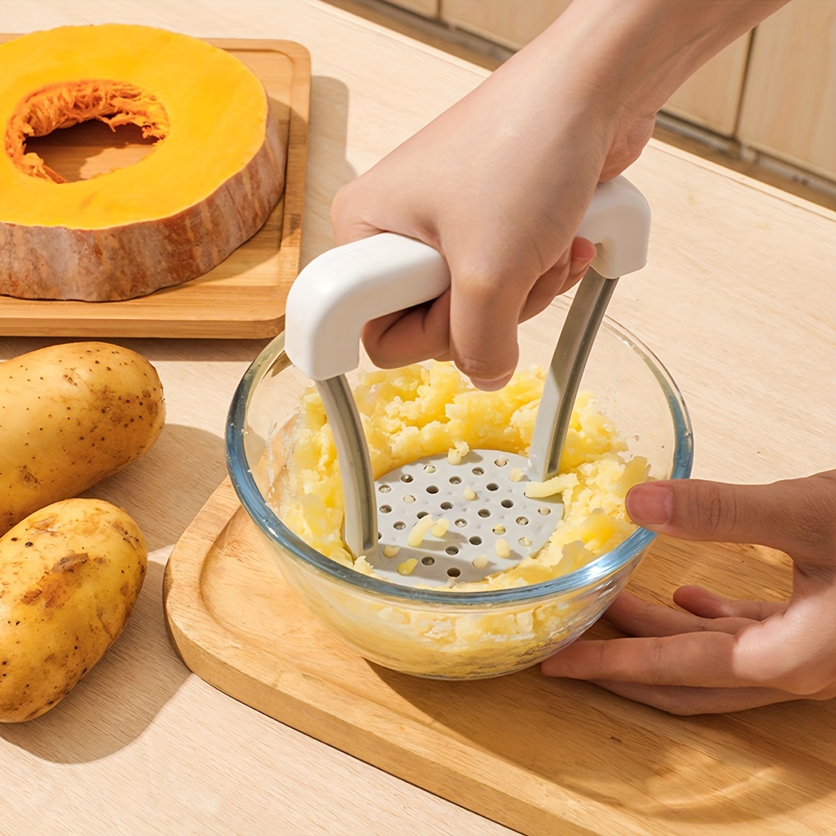 1pc, Potato Masher, Potato Masher, Kitchen Vegetable Masher With Non-slip Handle, Manual Fruit Masher, Potato Ricer, Potato Press, Vegetable Crusher, Kitchen Stuff, Kitchen Gadgets
1pc, Potato Masher, Potato Masher, Kitchen Vegetable Masher With Non-slip Handle, Manual Fruit Masher, Potato Ricer, Potato Press, Vegetable Crusher, Kitchen Stuff, Kitchen Gadgets