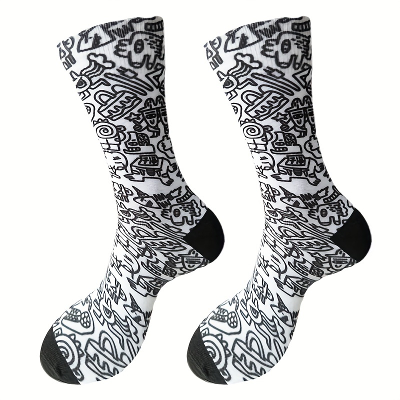 Paire De Chaussettes Innovantes Motif De Gribouillage Pour Hommes