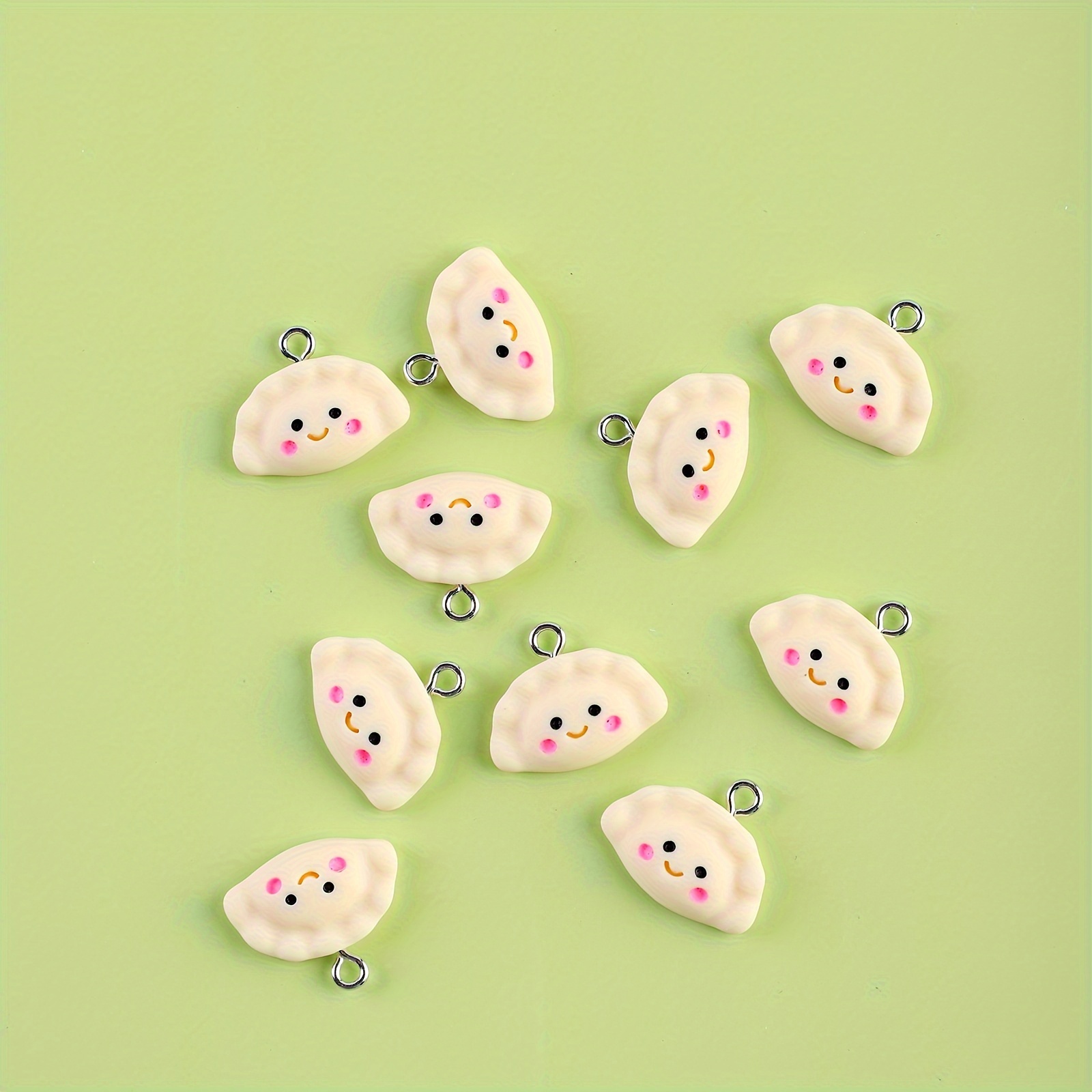 10pcs Cute Cartoon Face Dumpling Charms, Resin Pendants With Pink Accents For Earrings & Necklaces - Food-themed Craft Accessories
10pcs Cute Cartoon Face Dumpling Charms, Resin Pendants With Pink Accents For Earrings & Necklaces - Food-themed Craft Accessories