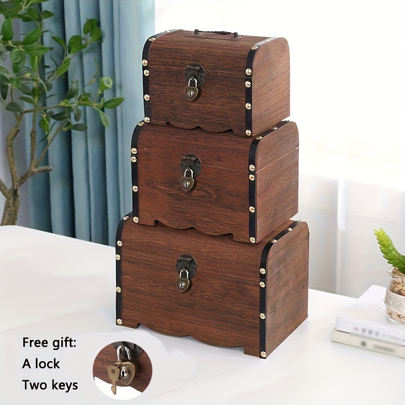 1pc Retro Wooden Storage Box, Lockable Storage Box, Creative Jewelry Box, Antique Wood Money Storage Box, Large Capacity Desktop Jewelry Privacy Classification Box, Organizer Supplies
1pc Retro Wooden Storage Box, Lockable Storage Box, Creative Jewelry Box, Antique Wood Money Storage Box, Large Capacity Desktop Jewelry Privacy Classification Box, Organizer Supplies