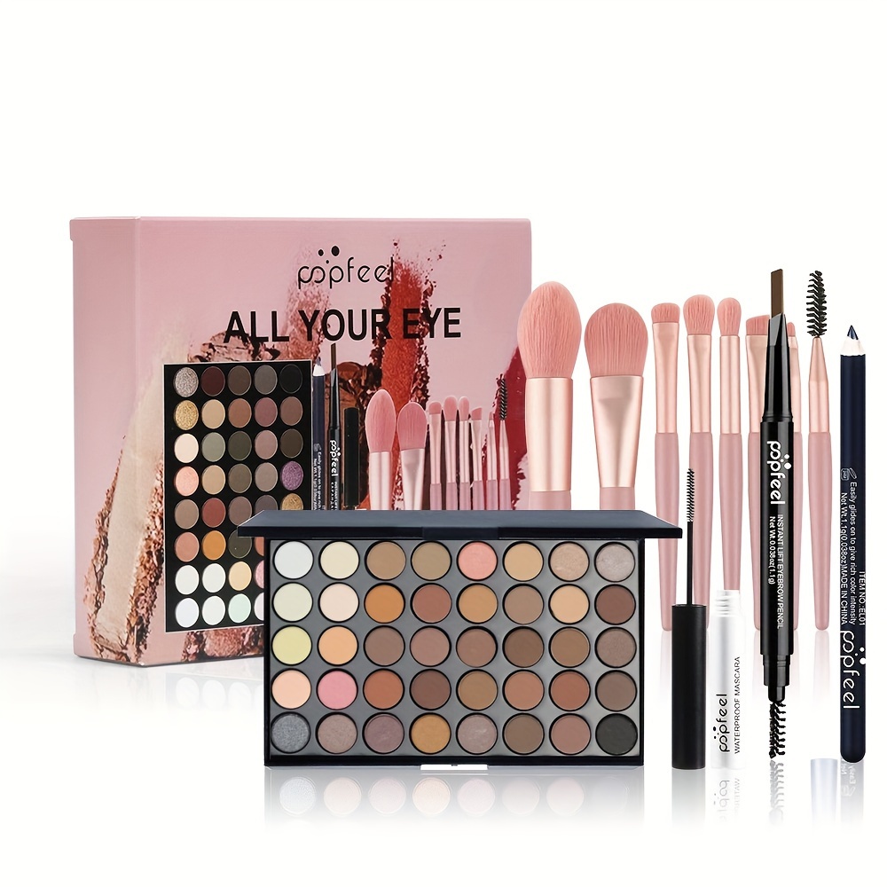 

40 Colors Eyeshadow Palette Set, Eyebrow Pencil Eyeliner Pen Mascara With A Set Of Makeup Brushes Eye Cosmetics, Ideal Gift For Mother's Day Makeup Set