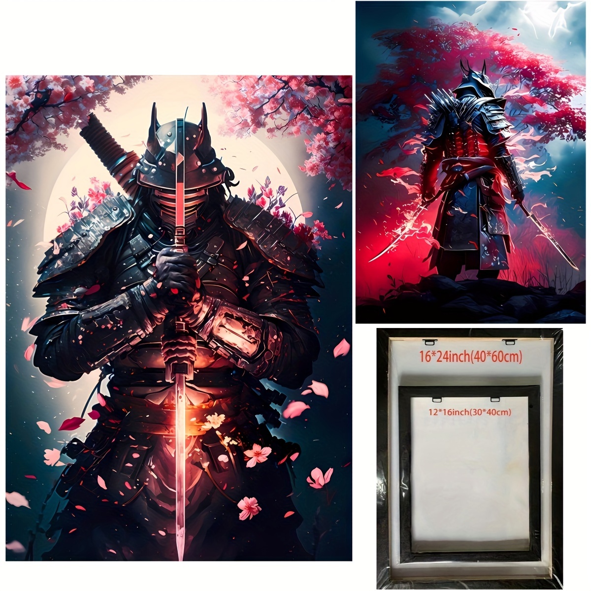 Pc Framed Modern Canvas Print Poster Japanese Samurai Sakura Canvas