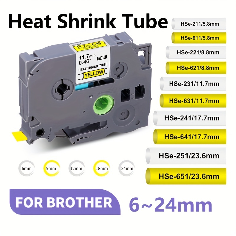 Compatible Brother Label Printer Heat Shrink Tube Tape - For Hse-211, Hse-221, Hse-231, Hse-241, Hse-251, Hse-611, Hse-621, Hse-631.
Compatible Brother Label Printer Heat Shrink Tube Tape - For Hse-211, Hse-221, Hse-231, Hse-241, Hse-251, Hse-611, Hse-621, Hse-631.