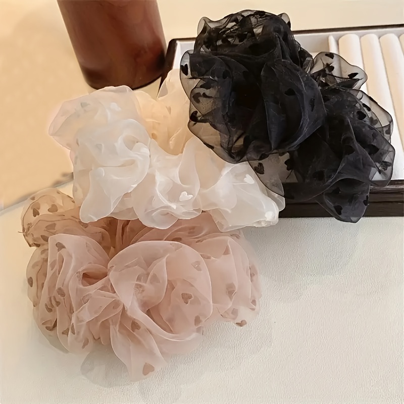 3pcs New Simple Net Heart Print Hair Ring Hair Tie Large Hair Ring Ogenya Hair Rope Simple High-end Style Hair Accessories Ponytail Holder Hair Tie For Women
3pcs New Simple Net Heart Print Hair Ring Hair Tie Large Hair Ring Ogenya Hair Rope Simple High-end Style Hair Accessories Ponytail Holder Hair Tie For Women