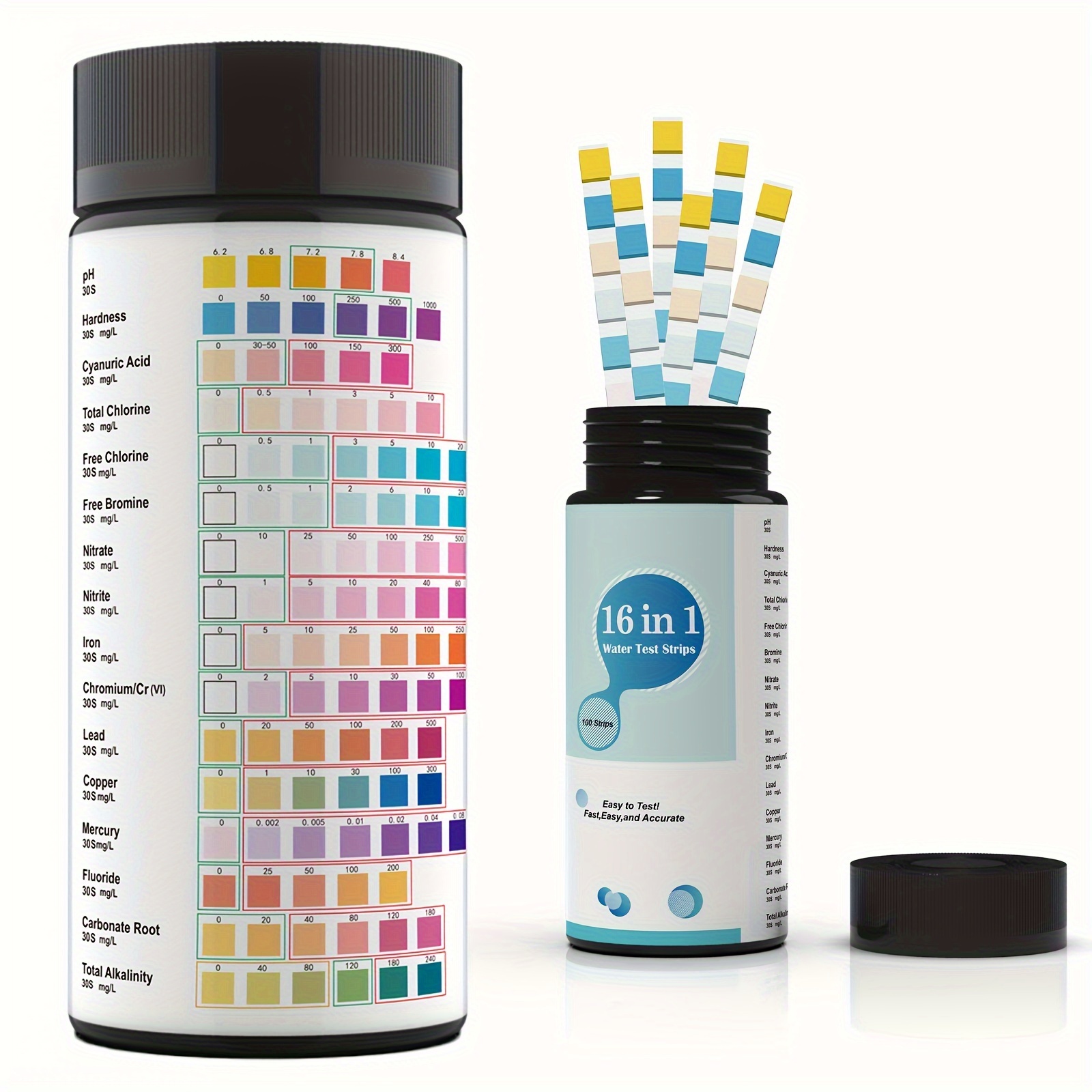 100pcs, 16 In 1 Home Water Testing Kits For Drinking Water, 100 Strips For Tap And Well Water, Testing For Ph, Hardness, Chlorine, Lead, Iron, Copper, Nitrate
100pcs, 16 In 1 Home Water Testing Kits For Drinking Water, 100 Strips For Tap And Well Water, Testing For Ph, Hardness, Chlorine, Lead, Iron, Copper, Nitrate