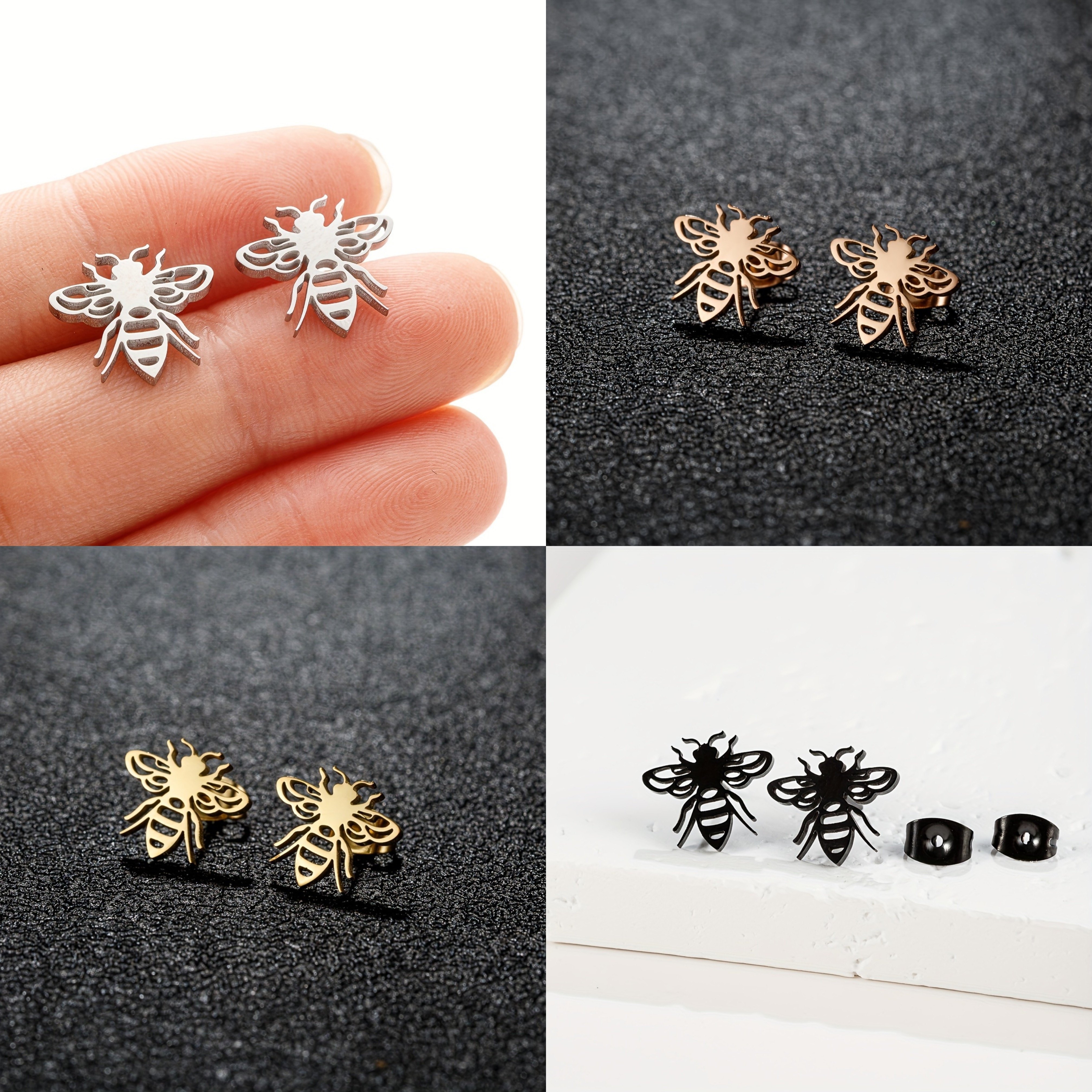 Lot de 4 Paires de Boucles d'Oreilles Clous en Acier Inoxydable avec de Couleurs - Bijoux de Fête Cadeau
Lot de 4 Paires de Boucles d'Oreilles Clous en Acier Inoxydable avec de Couleurs - Bijoux de Fête Cadeau