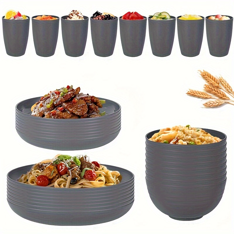 A 32pcs Gray Wheat Dinnerware Set, , Safe For Microwave And Dishwasher. Includes 16 Plates, 8 Bowls, And 8 Cups, Suitable For Indoor And Outdoor Camping And Picnics.
A 32pcs Gray Wheat Dinnerware Set, , Safe For Microwave And Dishwasher. Includes 16 Plates, 8 Bowls, And 8 Cups, Suitable For Indoor And Outdoor Camping And Picnics.