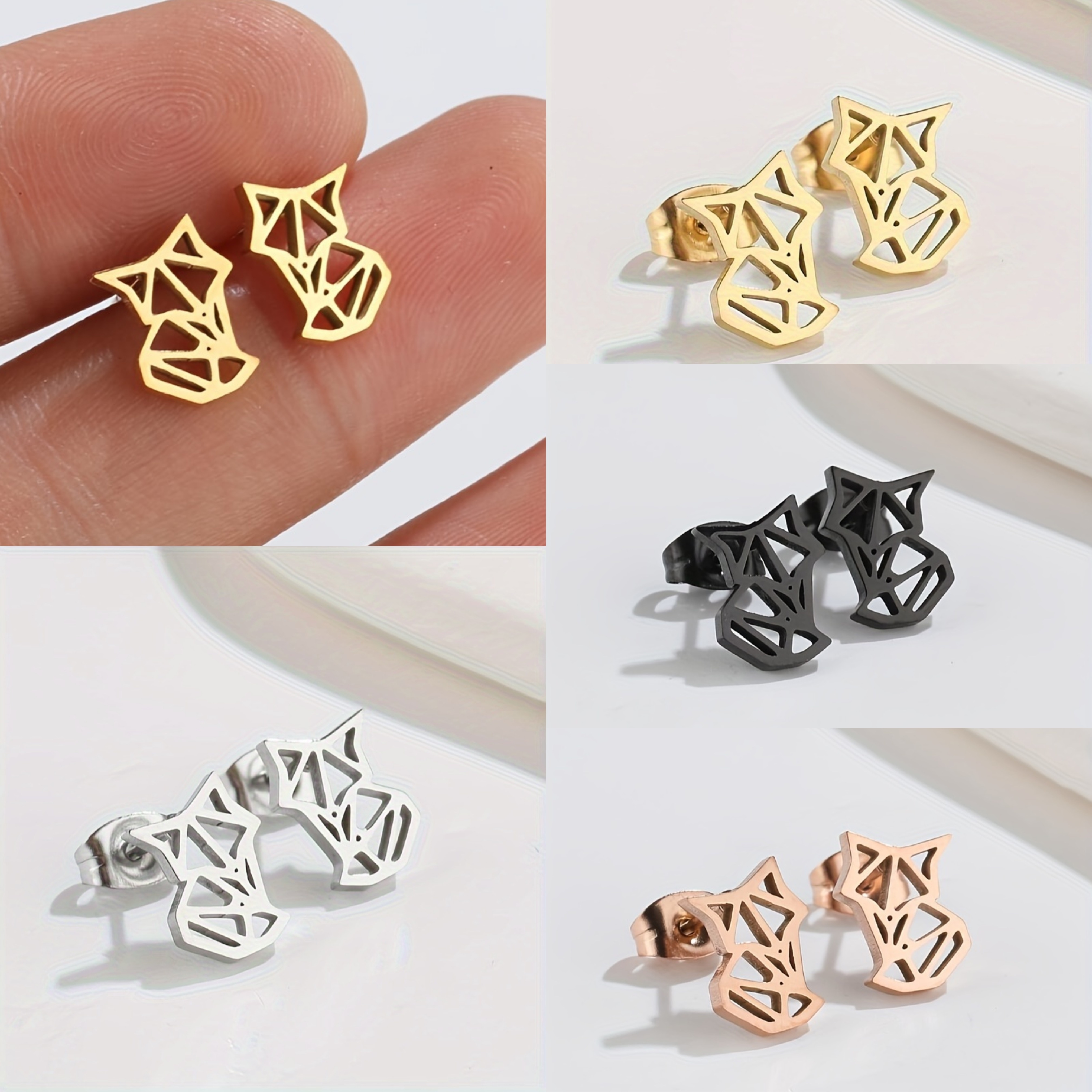 1pair/4pairs Simple Stainless Steel Cute Fox Ear Studs, Animal Earrings For Men, Jewelry Gift
1pair/4pairs Simple Stainless Steel Cute Fox Ear Studs, Animal Earrings For Men, Jewelry Gift