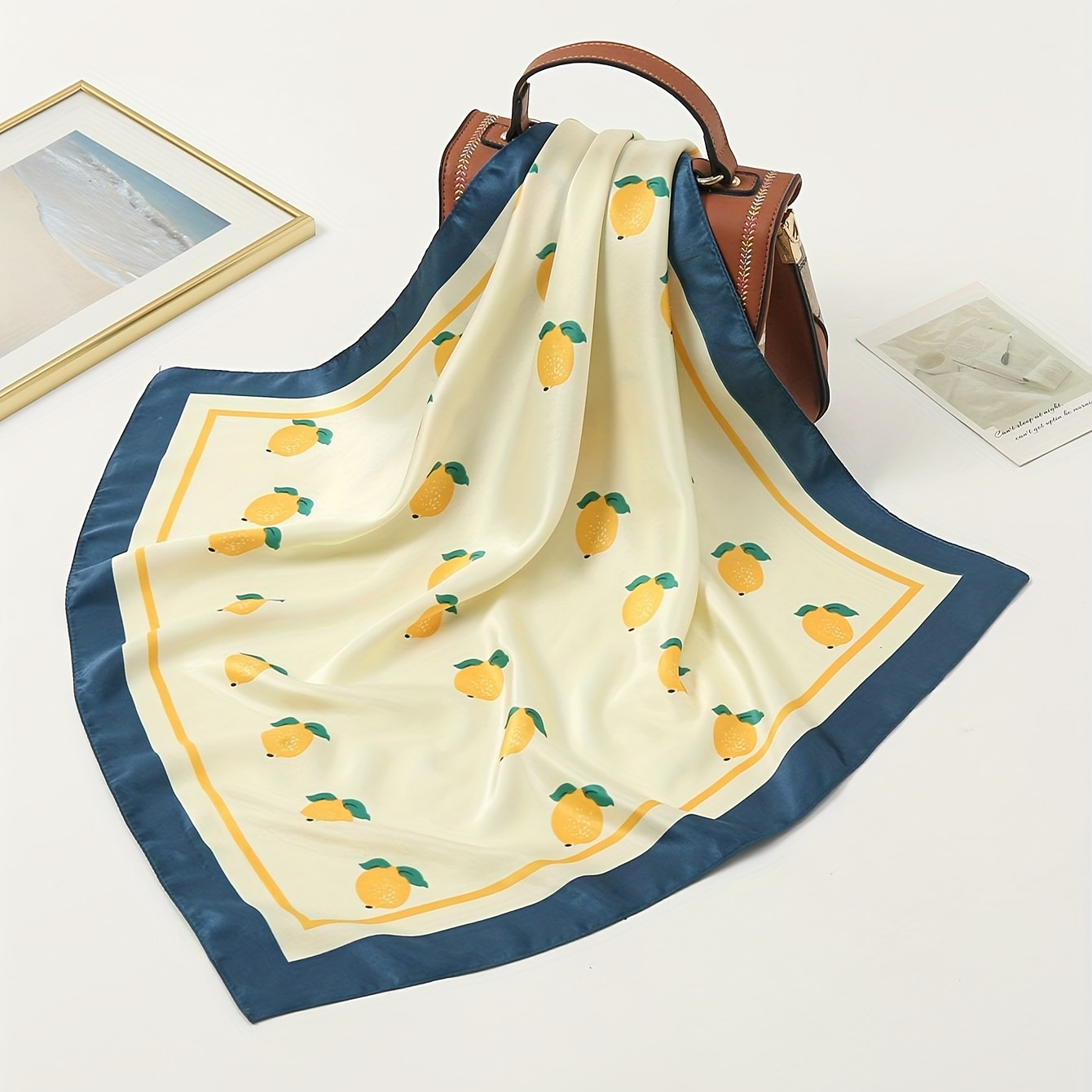Elegant Lemon Pattern Square Scarf, Polyester, Non-stretch, Decorative, Fruit Print, Fashionable Accessory For , No Feathers, Printed
Elegant Lemon Pattern Square Scarf, Polyester, Non-stretch, Decorative, Fruit Print, Fashionable Accessory For , No Feathers, Printed