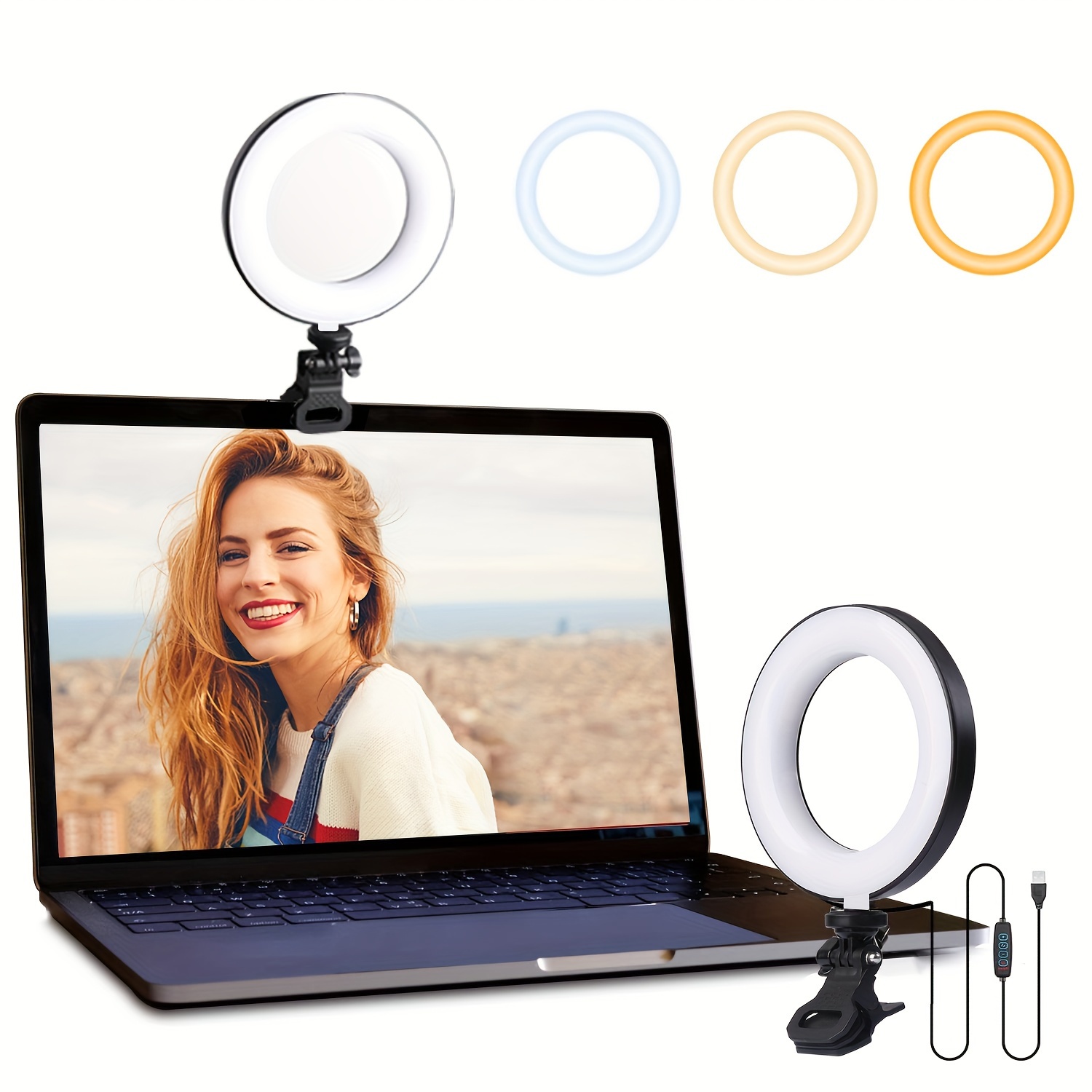 Dimmable Selfie Ring Light,6in Laptop Ring Light With Clip And For Zoom Meeting, Webcam Lighting, Online Learning
Dimmable Selfie Ring Light,6in Laptop Ring Light With Clip And For Zoom Meeting, Webcam Lighting, Online Learning