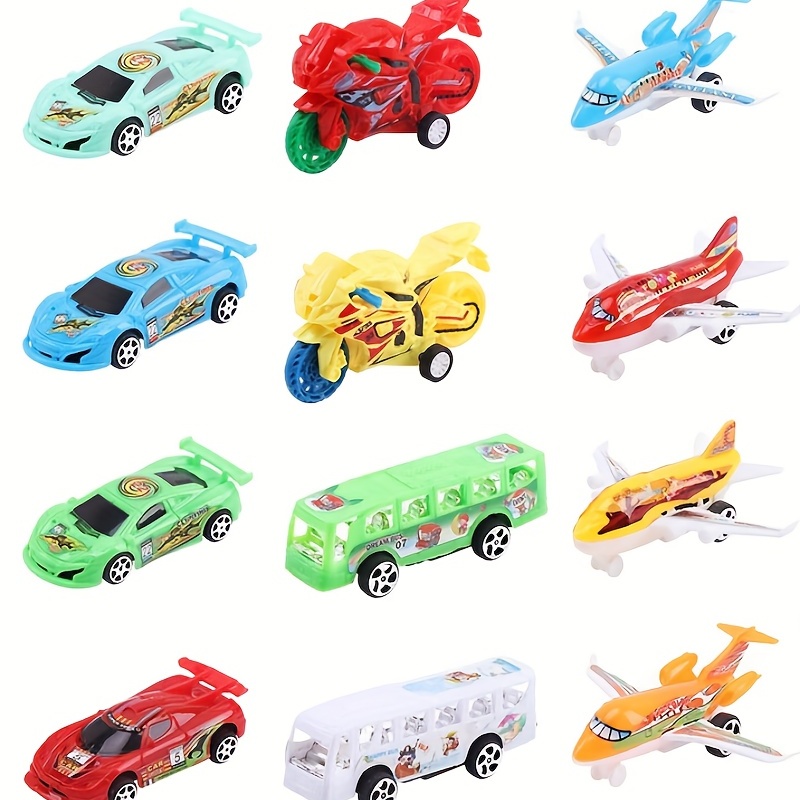 12pcs Modelo De Carro Motocicleta Brinquedos De Desenho Animado Pequeno