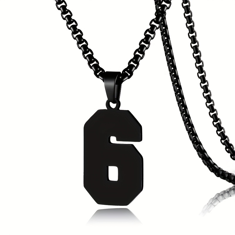 

1pc 0-19 Men's Athletes Number Pendant Necklace, Stylish Stainless Steel Sports Number Pendant Long Chain Necklaces For Boys Baseball/basketball/football Team Jewelry Gifts
