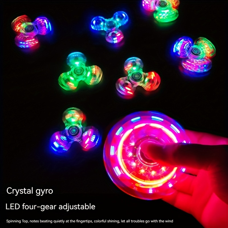 

Crystal Luminous Led Light Fidget Spinner Hand Top Spinners Glow In Dark Edc Toys Kinetic Gyroscope For Children Christmas, Halloween, Thanksgiving Day
