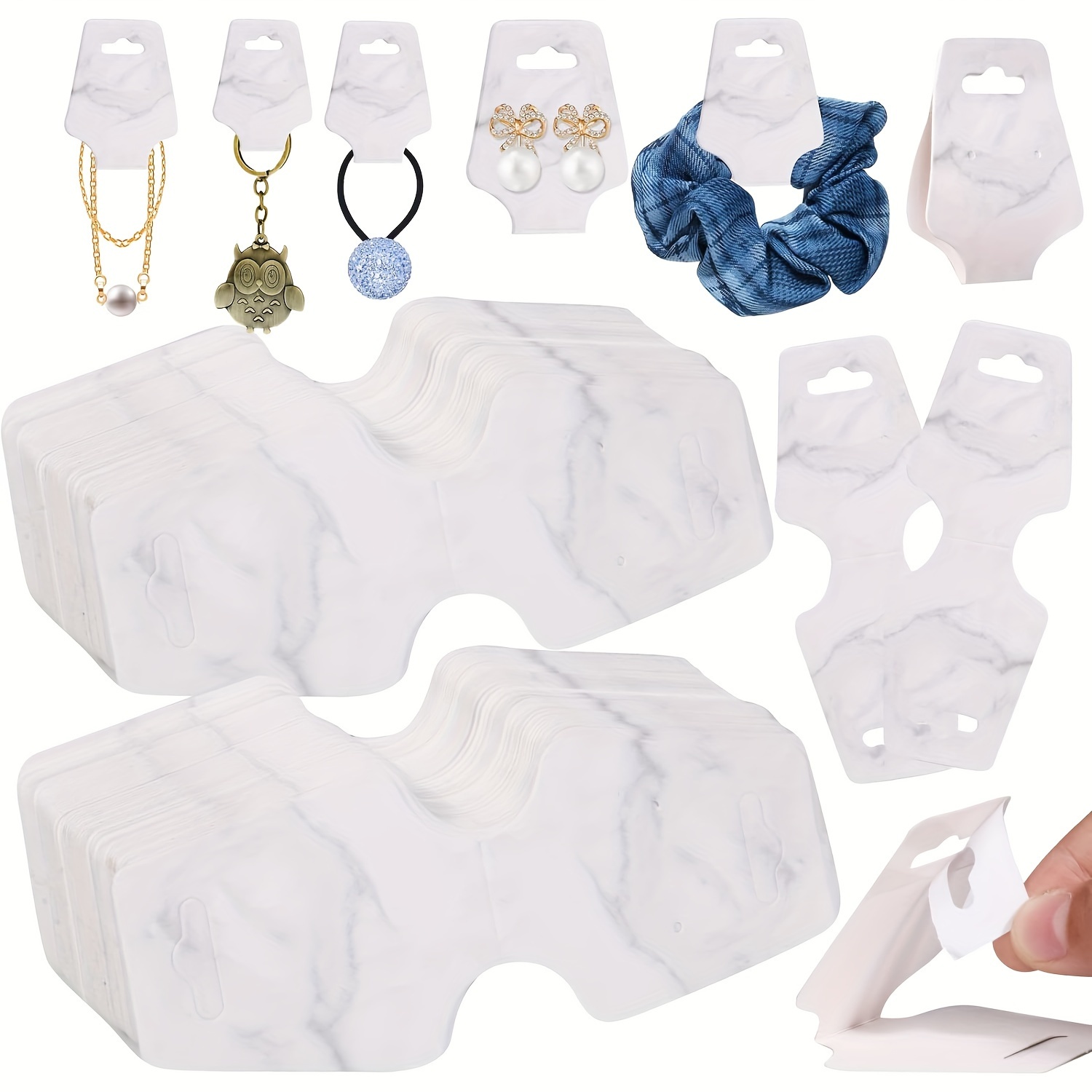 100pcs Self-adhesive Marble Pattern Cowhide Paper Jewelry Display Packaging Cards, Necklace Headband Folding Hanging Bracket Small Business Supplies
100pcs Self-adhesive Marble Pattern Cowhide Paper Jewelry Display Packaging Cards, Necklace Headband Folding Hanging Bracket Small Business Supplies