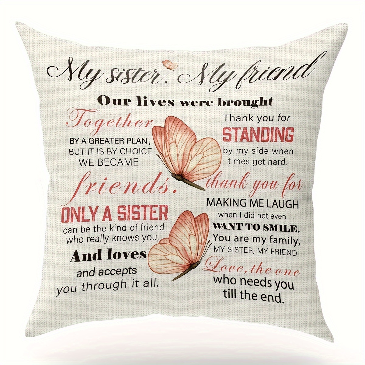 1pc, Best Gift For Sisters Polyester Cushion Cover, Throw Pillow Cover, Bedroom Accessories, Sofa Cushion Cover, Living Room Throw Pillow Cover (cushion Is Not Included)
1pc, Best Gift For Sisters Polyester Cushion Cover, Throw Pillow Cover, Bedroom Accessories, Sofa Cushion Cover, Living Room Throw Pillow Cover (cushion Is Not Included)