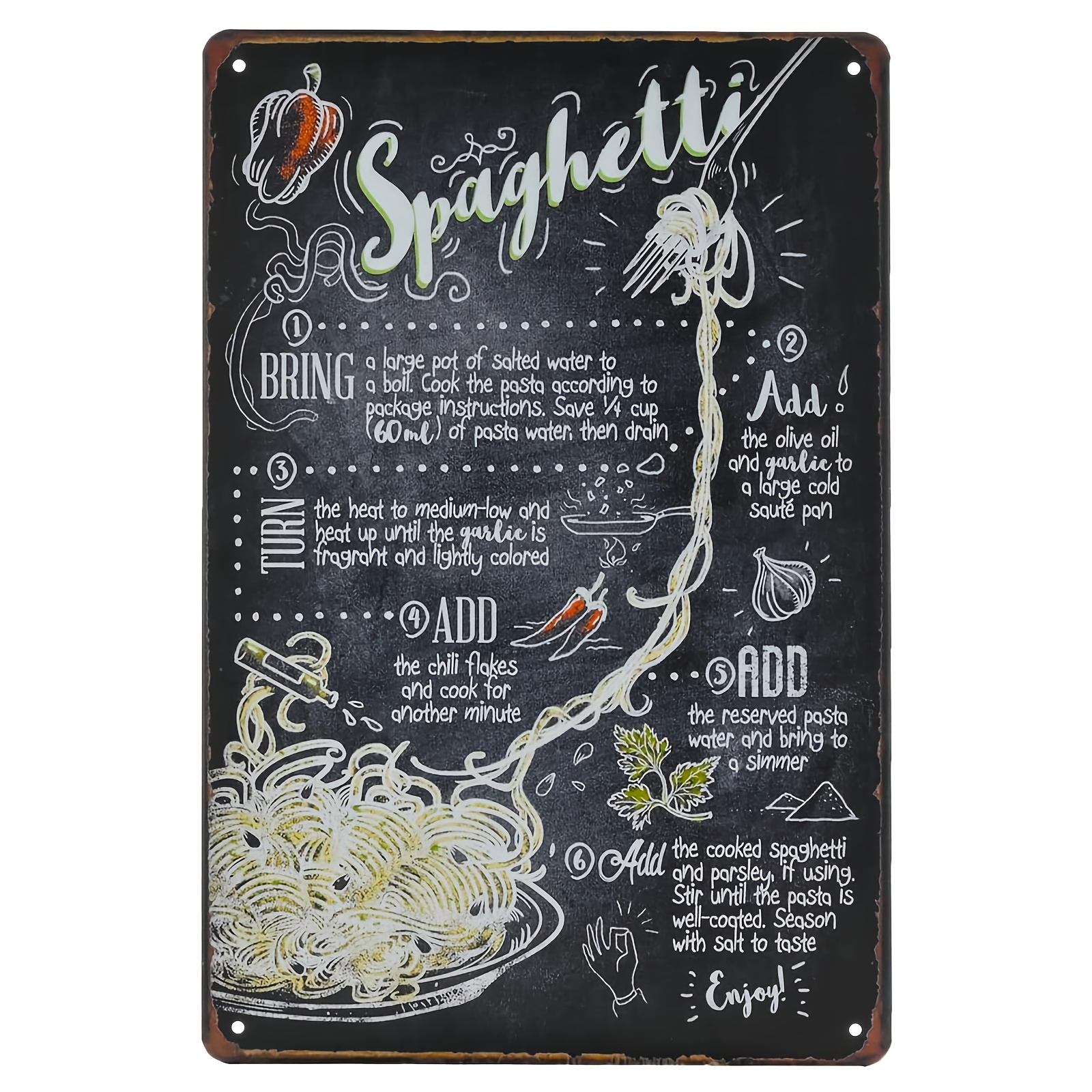 Food Vintage Tin Sign Spaghetti Retro Metel Sign Wall Decor Temu