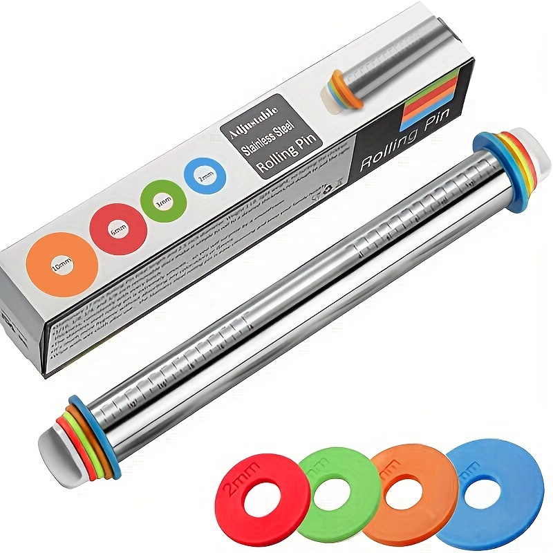 1pc, Thickness Rings Adjustable Rolling Pin, Suitable For Baking, Pasta, Pizza, Pie, Cookies, Kitchen Tools
1pc, Thickness Rings Adjustable Rolling Pin, Suitable For Baking, Pasta, Pizza, Pie, Cookies, Kitchen Tools