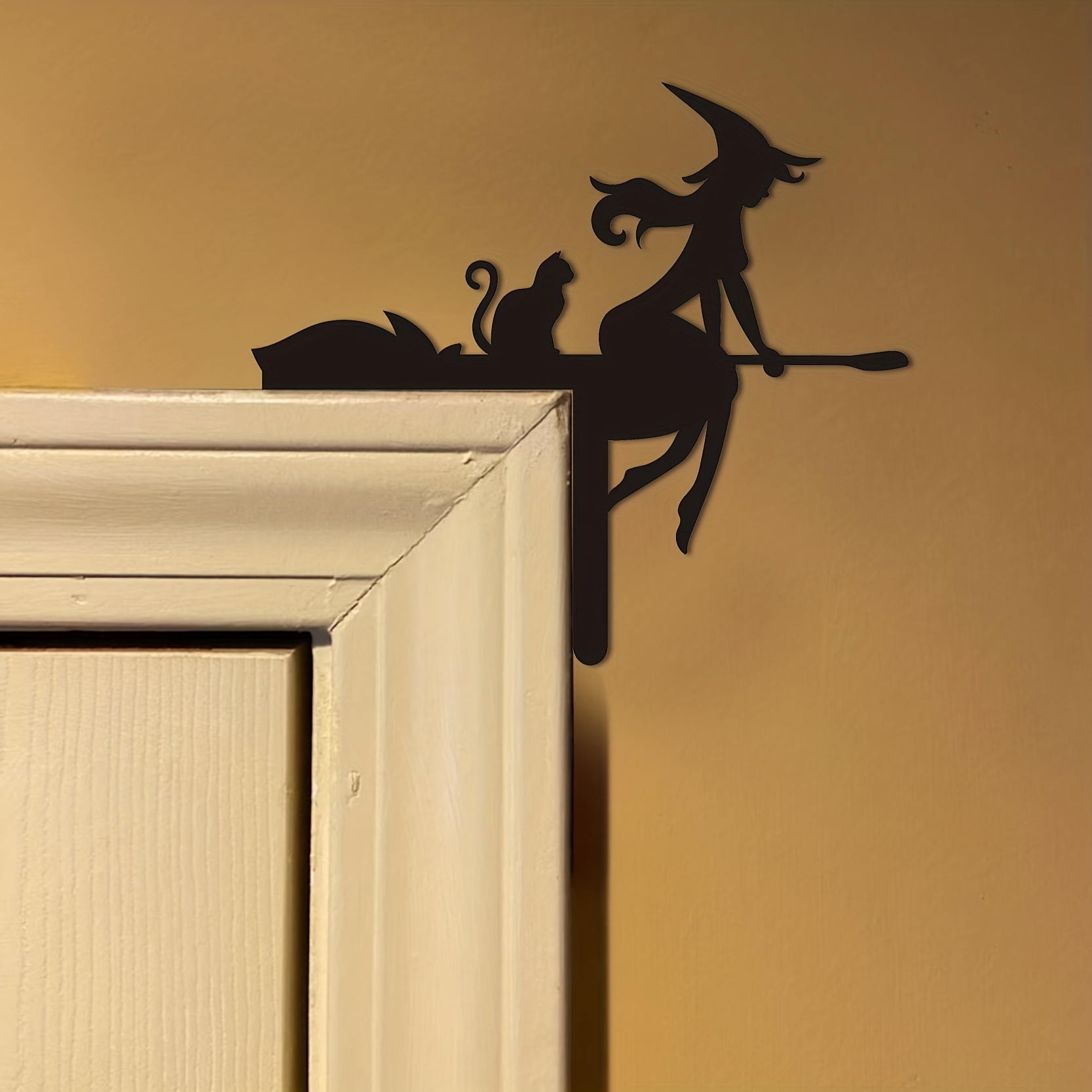 

1pc, Spooky Halloween Door Frame Decoration - Witch Skull, Ghost, Pumpkin, Cat Hat - Perfect For Corner Decoration