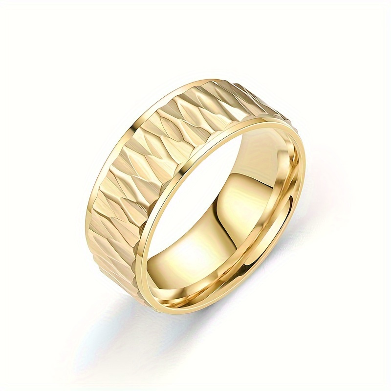 1 Stuk Mode Titanium Stalen Ruit Ring Trendy Ontwerp Koppel Temu