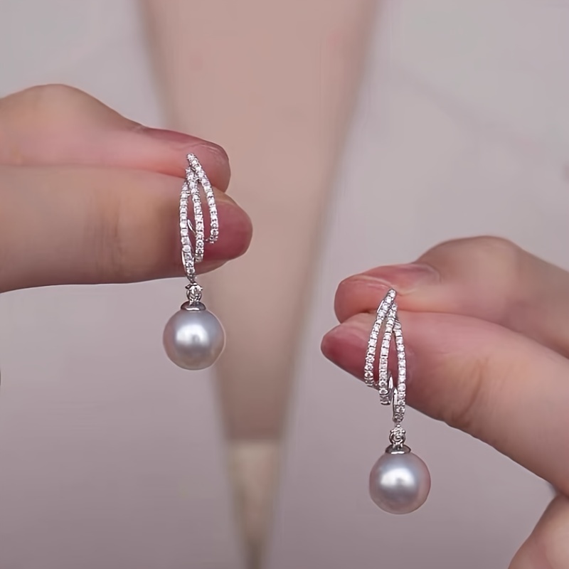 1 Pair Vintage Elegant Pearl Drop Earrings, 925 Sterling Silver Plated, Synthetic Cubic Zirconia, Copper, Light Luxury Dangle Jewelry For Women, & Weddings, Valentine's Day Gift
1 Pair Vintage Elegant Pearl Drop Earrings, 925 Sterling Silver Plated, Synthetic Cubic Zirconia, Copper, Light Luxury Dangle Jewelry For Women, & Weddings, Valentine's Day Gift