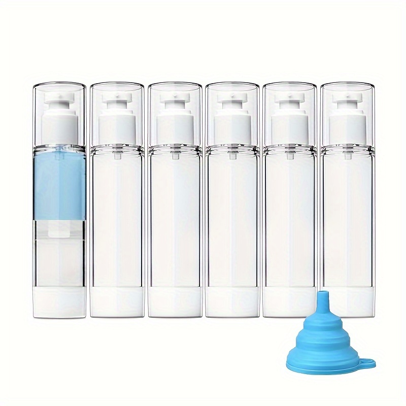 6 Pack 3.4oz/100ml Airless Pump Bottles, Clear Travel Size Pump Bottles, Refillable Cosmetic Containers Cream Dispenser With Funnel For Foundation, Lotions, Shampoo
6 Pack 3.4oz/100ml Airless Pump Bottles, Clear Travel Size Pump Bottles, Refillable Cosmetic Containers Cream Dispenser With Funnel For Foundation, Lotions, Shampoo