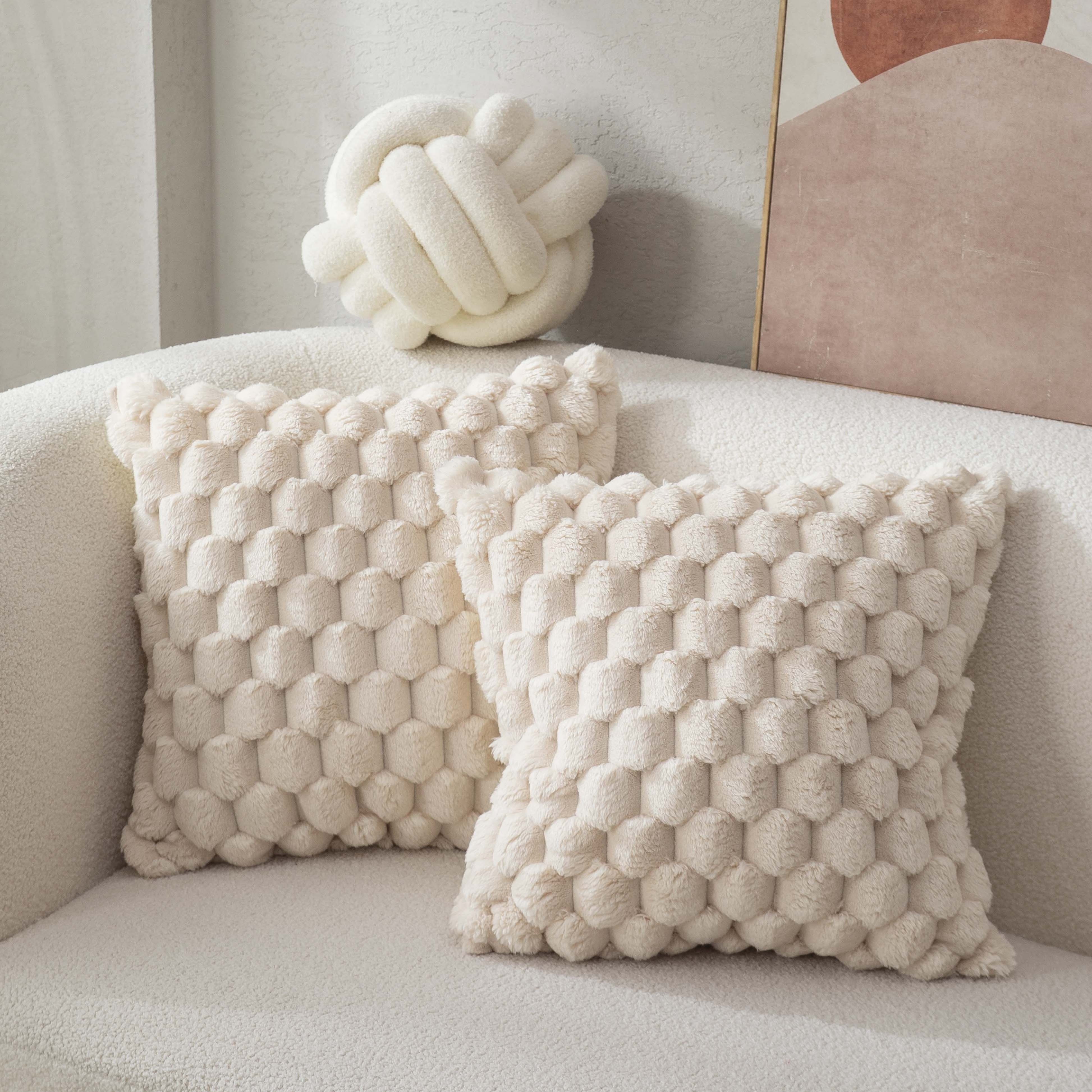 

2pcs Pineapple Grid Turtle Pattern 3d Soft Plush Throw Pillowcase, Cream White Multicolor Suitable For Living Room Sofa Bedroom Home Decor Room Decor