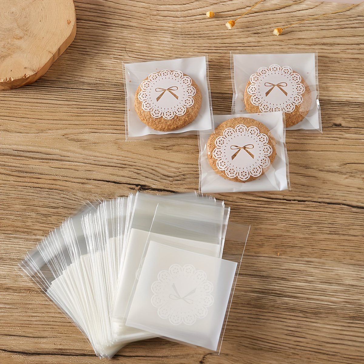 100pcs White Bow Pattern Self Adhesive Bags For Cookie, Cake, Chocolate, Candy, Snack Wrapping, Clear Plastic Bags, Goodie Bags, Goody Bags, 7 * 7cm (2.76in * 2.76in)
100pcs White Bow Pattern Self Adhesive Bags For Cookie, Cake, Chocolate, Candy, Snack Wrapping, Clear Plastic Bags, Goodie Bags, Goody Bags, 7 * 7cm (2.76in * 2.76in)