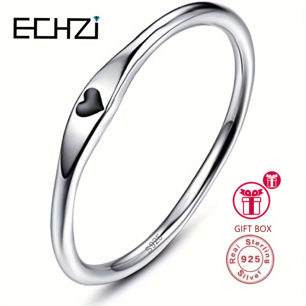 

925 Ring Sterling Silver Simple Carve Heart Wedding Band Stackable Promise Ring Valentine's Day Gift For Her Size 6-10