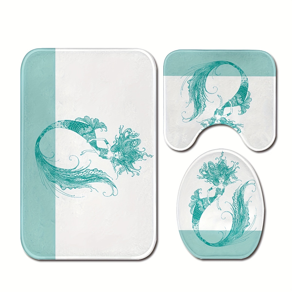 3pcs/set Beautiful Mermaid Printed Floor Mat, Three-piece Bathroom Mat Set, Non-slip Mat, Water-absorbent Mat, Toilet Lid Mat, U-shaped Mat, Floor Rugs
3pcs/set Beautiful Mermaid Printed Floor Mat, Three-piece Bathroom Mat Set, Non-slip Mat, Water-absorbent Mat, Toilet Lid Mat, U-shaped Mat, Floor Rugs