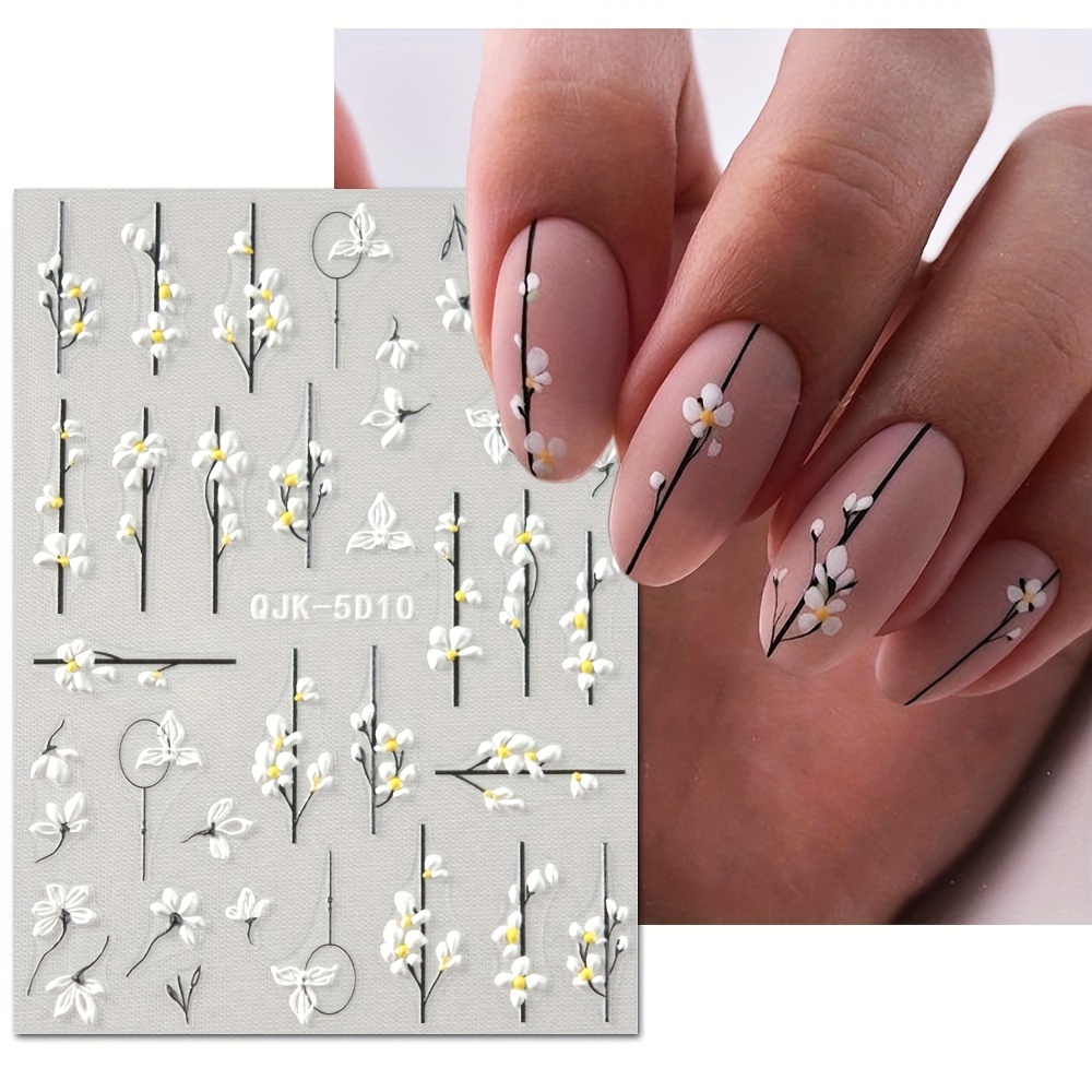 5d Embossed Nail Art Sticker Summer Nail Decals With Pink Blue Five-petal Flower, Daisy, Lily Flower Design For Acrylic Nails Easter
5d Embossed Nail Art Sticker Summer Nail Decals With Pink Blue Five-petal Flower, Daisy, Lily Flower Design For Acrylic Nails Easter