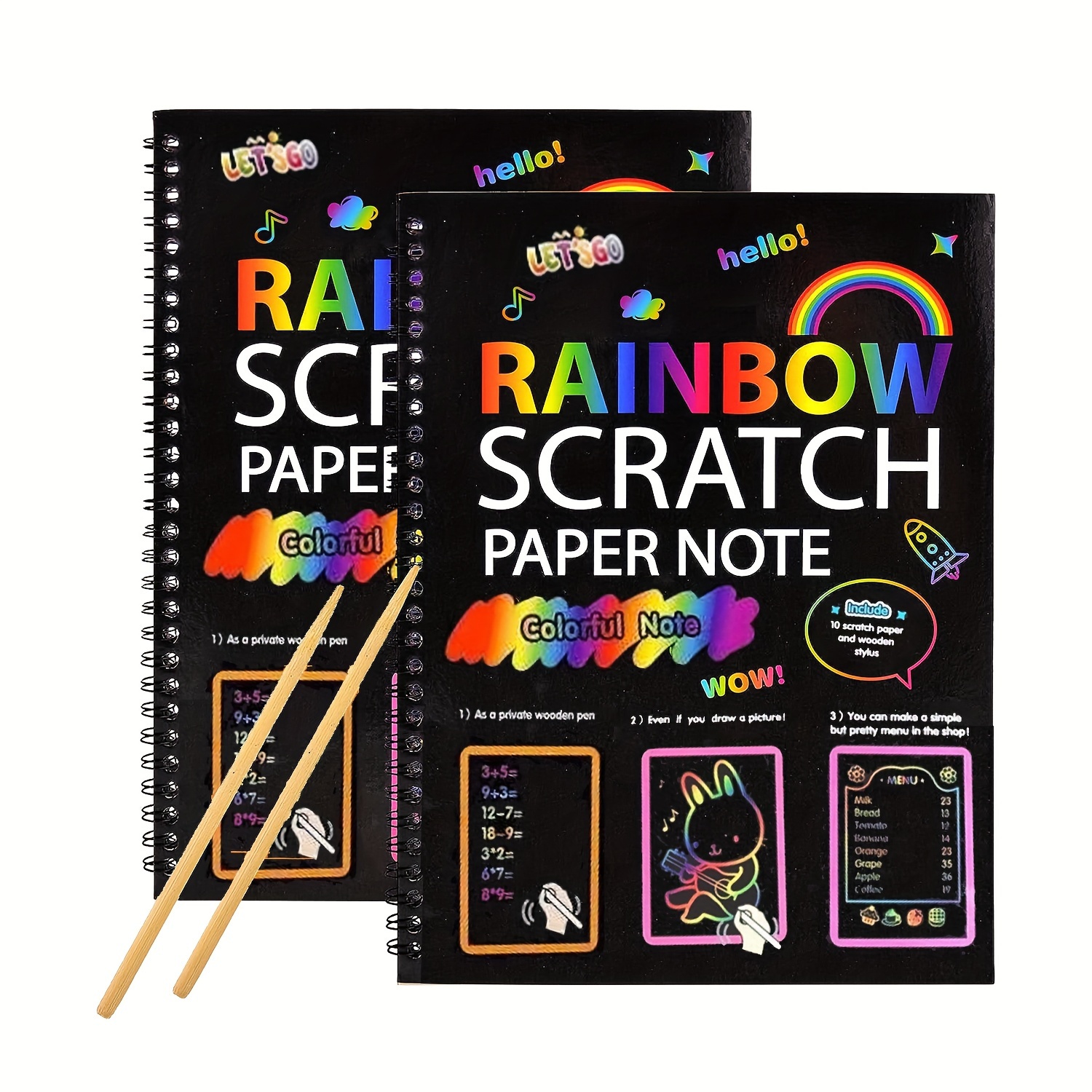 

Scratch Paper Art Set, Rainbow Magic Scratch Paper For Kids Black Scratch It Off Art Crafts Kits With Wooden Stylus For Girl Boy Halloween Christmas Birthday Gift, Party Favor Game Project Kit
