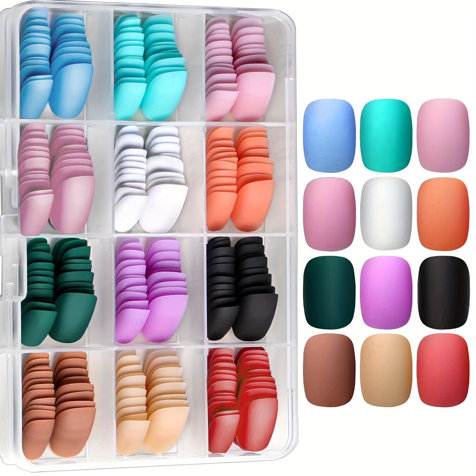 

288pcs Matte Pure Color Press On Nails - Full Cover Frosted False Nails For Women, Girls, And Teens - Short Oval Design - Easy To Apply And Remove - Long-lasting And Durable