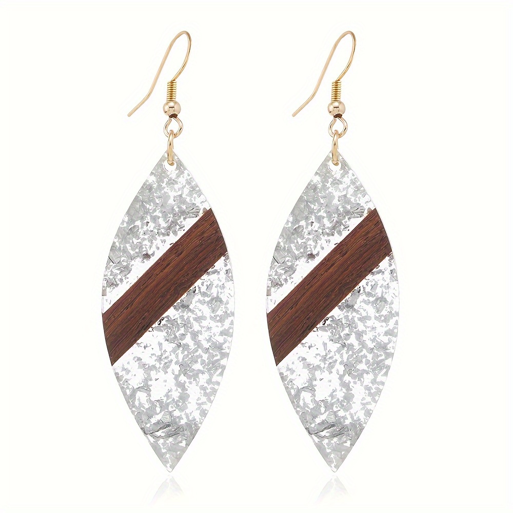 Colorful Bling Bling Leaf Shape Dangle Earrings Bohemian Temu United