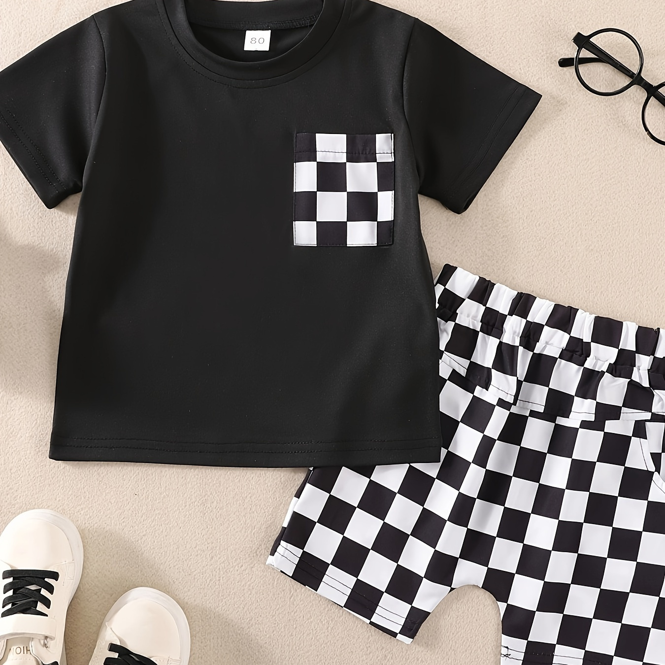 2pcs Baby's Trendy Checkerboard Pattern Summer Set, T-shirt & Shorts, Baby Boy's Clothing, As Gift
2pcs Baby's Trendy Checkerboard Pattern Summer Set, T-shirt & Shorts, Baby Boy's Clothing, As Gift