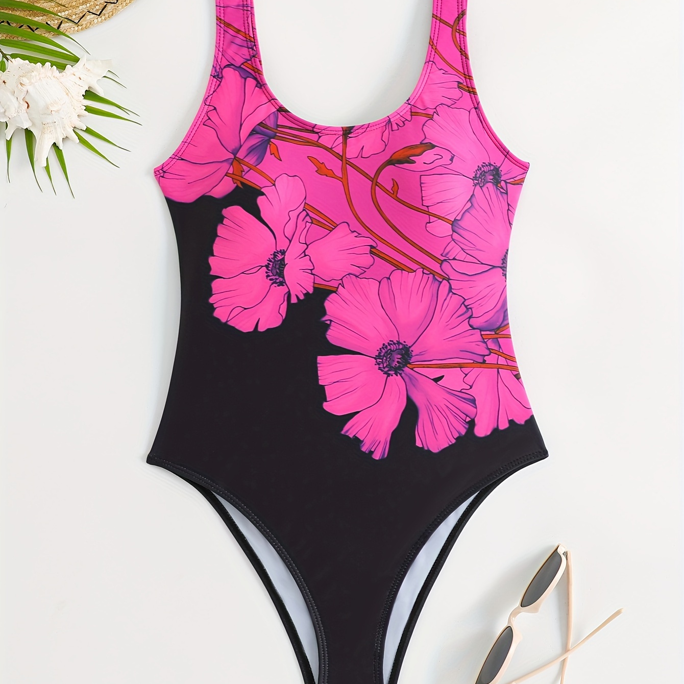 Floral Pattern One-piece Swimsuit, Round Neck High Cut Bathing Suits, Women's Swimwear & Clothing
Floral Pattern One-piece Swimsuit, Round Neck High Cut Bathing Suits, Women's Swimwear & Clothing