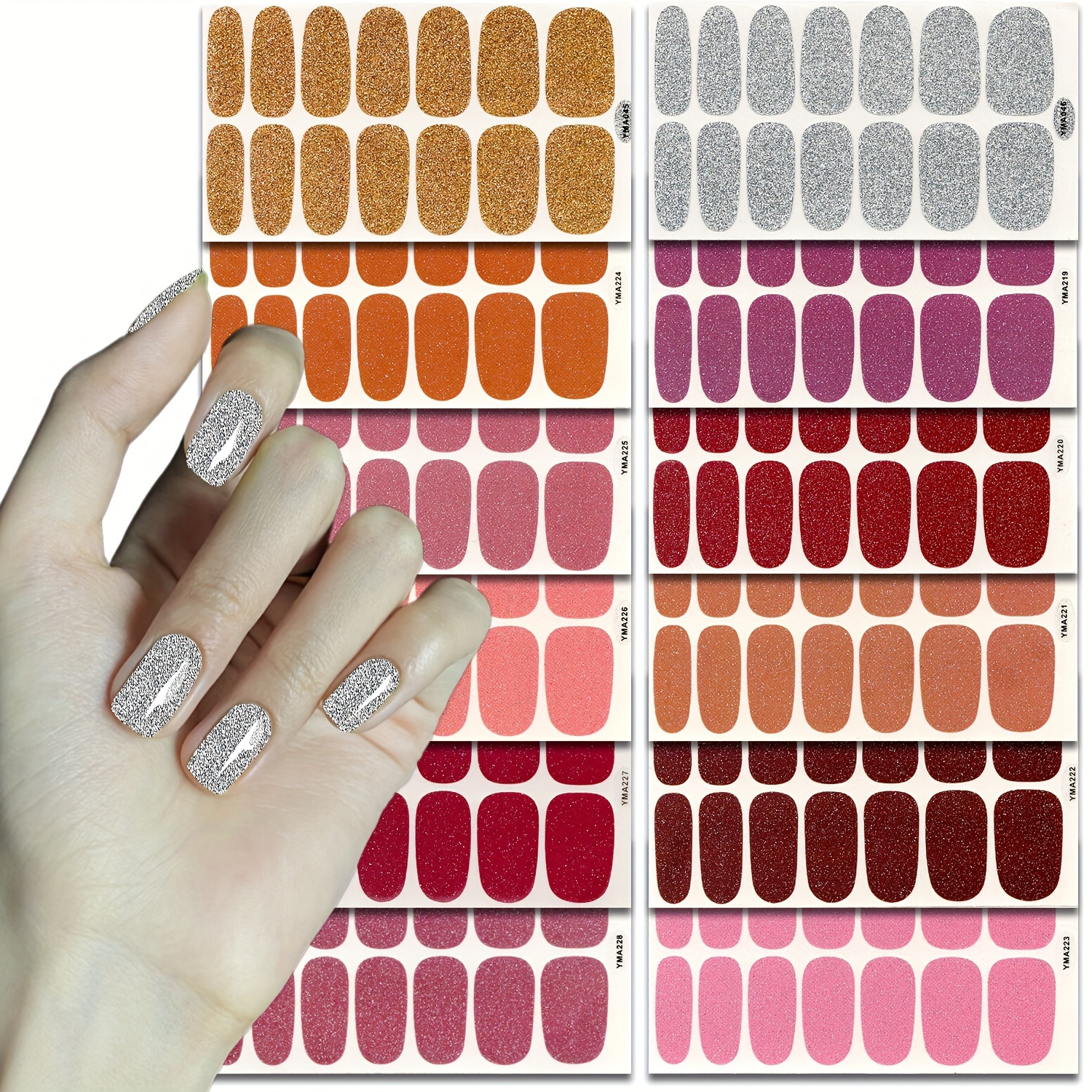 12 Sheets (glitter Solid Color) Full Wrap Nail Polish Stickers Nail Strips Self-adhesive Glitter Gel Nail Strips Art Decals For Home Women Girls Nail Decorations
12 Sheets (glitter Solid Color) Full Wrap Nail Polish Stickers Nail Strips Self-adhesive Glitter Gel Nail Strips Art Decals For Home Women Girls Nail Decorations