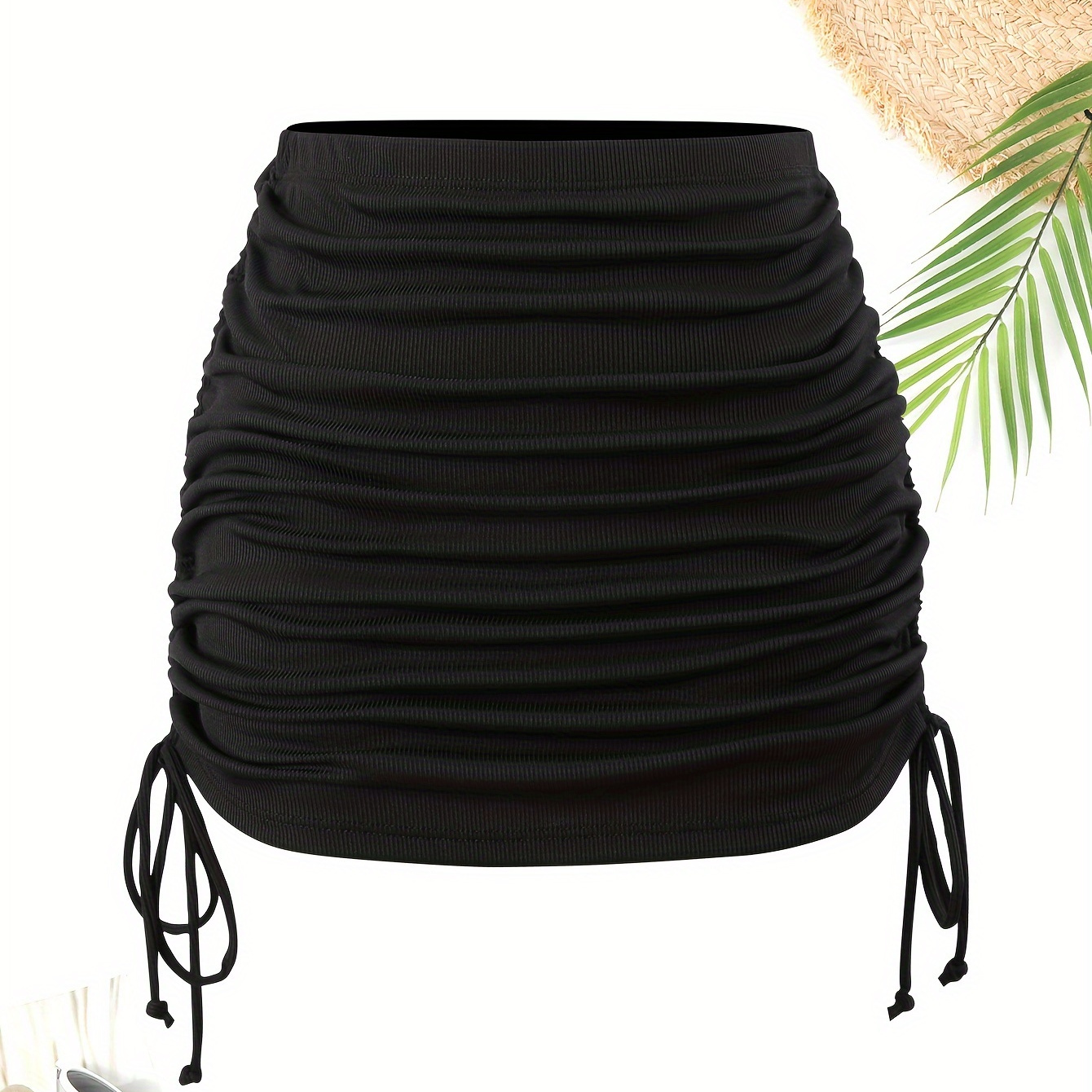 Special Fabric High Stretch Cover Up Skirt, Solid Color Drawstring Tie Side Beach Skirt, Women's Swimwear & Clothing For Holiday
Special Fabric High Stretch Cover Up Skirt, Solid Color Drawstring Tie Side Beach Skirt, Women's Swimwear & Clothing For Holiday