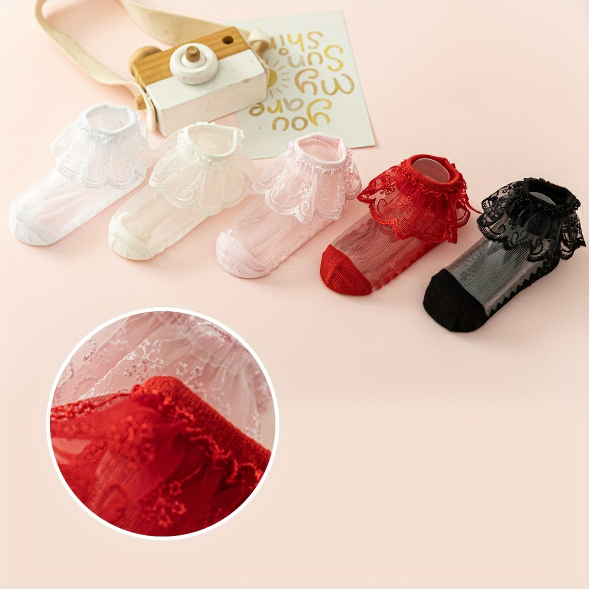 5 Pairs Of Baby Girl's Crystal Clear Mesh Lace Short Socks, Sweat Princess Breathable Socks, For Spring Summer Wear
5 Pairs Of Baby Girl's Crystal Clear Mesh Lace Short Socks, Sweat Princess Breathable Socks, For Spring Summer Wear