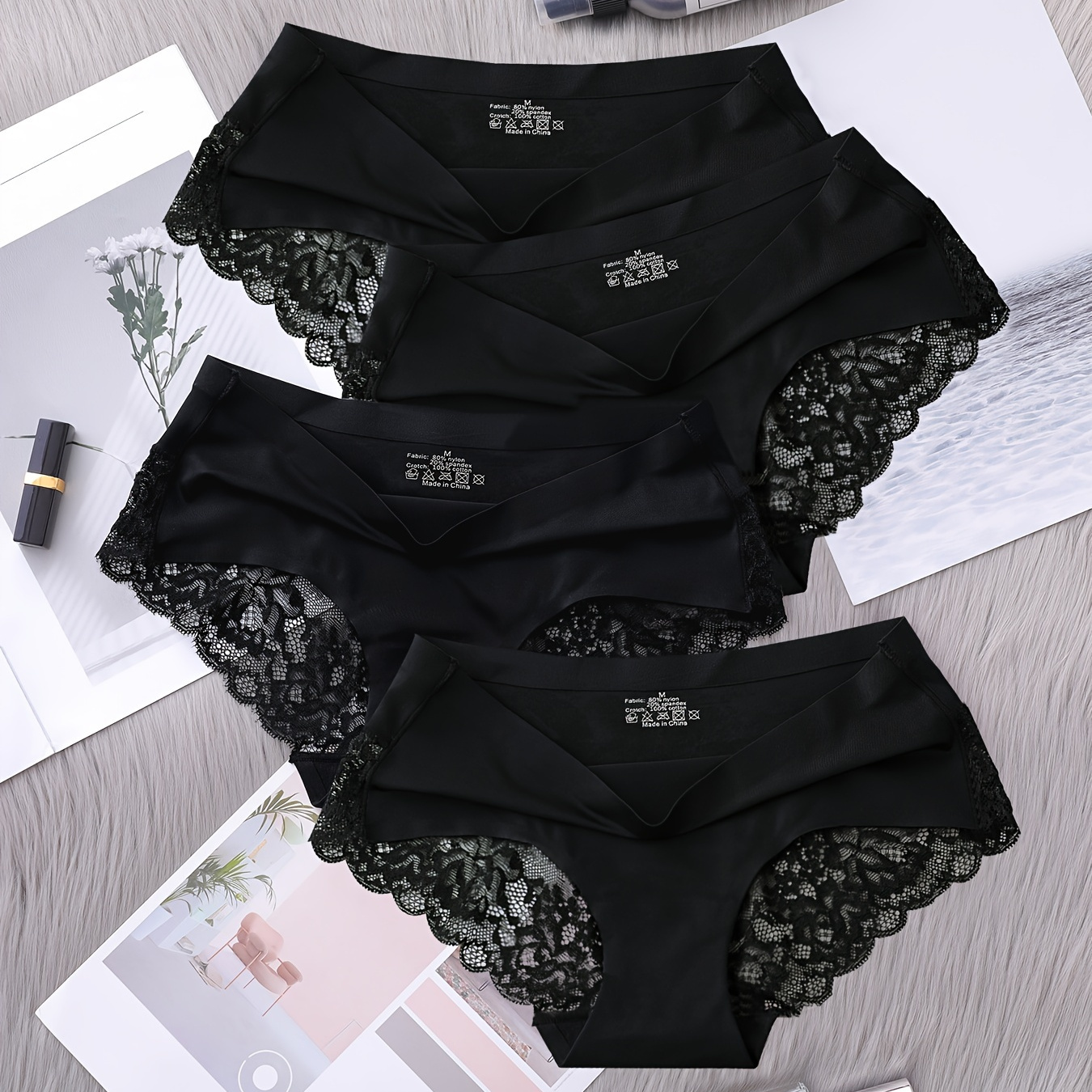 4pcs Contrast Lace Seamless Briefs, Sexy & Breathable Intimates Panties, Women's Lingerie & Underwear
4pcs Contrast Lace Seamless Briefs, Sexy & Breathable Intimates Panties, Women's Lingerie & Underwear