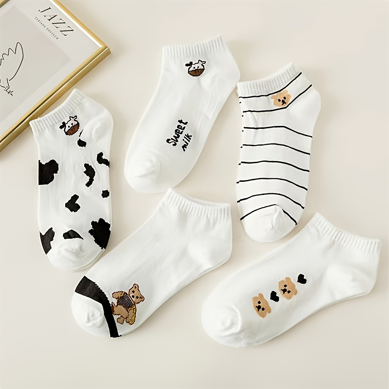 5 Pairs Animal Print Socks, Cute & Lightweight No Show Crew Socks, Women's Stockings & Hosiery
5 Pairs Animal Print Socks, Cute & Lightweight No Show Crew Socks, Women's Stockings & Hosiery