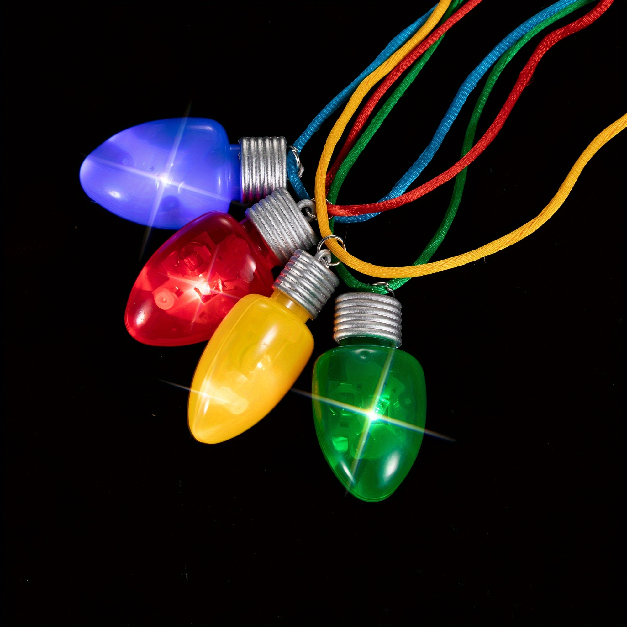 4 Color Led Light Bulb Pendant Necklaces - Christmas, Winter, Or Carnival Parties - Adult Novelty Party Gifts - Includes 2 Batteries
4 Color Led Light Bulb Pendant Necklaces - Christmas, Winter, Or Carnival Parties - Adult Novelty Party Gifts - Includes 2 Batteries