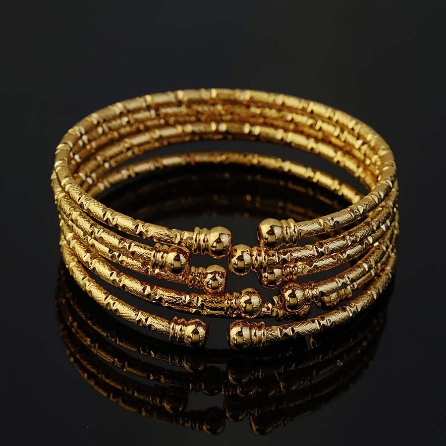 6pcs Luxury 18k Golden Plated Iron Bracelet Set, Classic Middle Eastern Double Headed Beads Design, Dubai Bride Jewelry, Ideal For Daily & Party , Day Gift - All Compatible
6pcs Luxury 18k Golden Plated Iron Bracelet Set, Classic Middle Eastern Double Headed Beads Design, Dubai Bride Jewelry, Ideal For Daily & Party , Day Gift - All Compatible